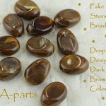  送料無料 ◇ Fake Stone Beads  Drop  Design ダークブラウンカラー 16pcs  9-L 