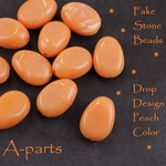  送料無料 ◇ Fake Stone Beads  Drop  Design ピーチカラー 16pcs  9-P 