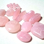 21個セット フェイクストーンアクリルビーズ 大理石風ピンク
