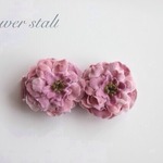 【hさまご予約品】ミニローズのベビークリップと大人用ヘアゴムのセット(薄紫色)