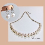 ★SALE リッチ淡水パールのヌーディーなネックレス＆ピアス／イヤリングＳＥＴ