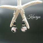 ピアス ☆蛍玉pinkblack☆【金属アレルギー対応】