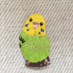 インコ刺繍ブローチ