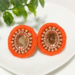 再販しました。♡まんまるいビーズ刺繍イヤリング4（テラコッタ）