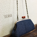 デニム◇ショルダー親子がま口財布◇肩がけ