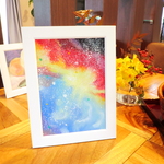油絵　『虹色宇宙』　額付き