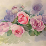  水彩画     薔薇