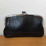 本革ぺたんこ親子がま長財布（ツヤツヤ黒レザー）