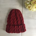 【kekorin様オーダー品】折り返しもケーブル編みのニット帽 ＊赤いカーネーション＊