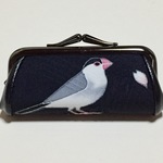 【歳末特価‼︎】印鑑ケース　桜文鳥 墨色【手描友禅】