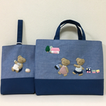 stjunior様専用         クマさんのアップリケ付きレッスンバッグと靴袋のセット