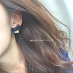 おっきなグログランリボンとビジューイヤリング