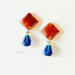 【再販】赤色べっこうとチェコガラス ピアス/イヤリング