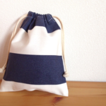 しましまのプチ巾着 (紺×白)
