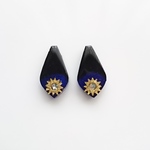 深海ブルー×ブラック♡バイカラー レジン ピアス・イヤリング