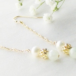 翡翠と淡水パールのピアス