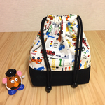 送料無料☆乗り物×工具☆黒でカッコ良く  巾着  【コップ入れ・小物入れ】 入園・入学