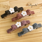 **お花付き♡ニットリボンのバレッタ**