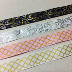 1m100円★大人気ラメ・箔プリントグログランリボン   