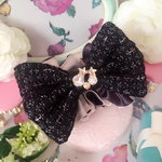 🆕リントンツイード リボン🎀シュシュ🎀スワロフスキービジュー🎀ブラックラメ
