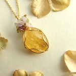 【再販】花束を載せたシトリンのネックレス