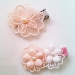 *送料無料*ピンクとホワイトのお花ヘアクリップセット