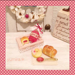 苺ジャムとおやつパンセット♡ ミニチュア