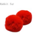 再販★ラビットファーポンポン 8cm レッド 2個  [oth-fur-012-rd] 