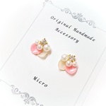 紫陽花とコットンパールのピアス