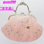 「minchannel様のご注文品」（和柄・ひな桜）気持ち華やぐがま口バッグ（特大！口金21センチ）
