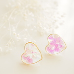 ハートホログラム♡　ピアス/樹脂ノンホールピアス（イヤリング）　