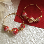 和柄 花魁風 フープピアス     〜真紅〜
