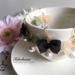 【3種類】オーガンジーリボンパールピアス♥