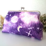 ◆【入荷しました！】【再販5】パープルコスモ柄のがま口ポーチ*月*木星*宙ガール*宇宙好きへ◆