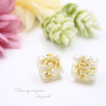 CLEAR SQUARE♡大ぶりスクエア♡ホワイト♡ピアスorイヤリング