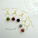 734＊rairai＊ベルベット×スクエアピアス・イヤリング
