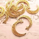 透かし三日月カン付きチャーム10個ゴールド