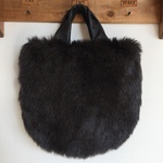 ファー バック  持ち手本革『黒』