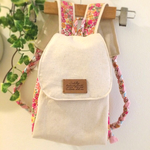 キッズリュック＊生成り帆布×花柄×チェック