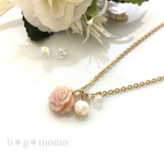 新作＊シェルローズのネックレス（パステルカラー・揺れる・入学・春・パール・花）