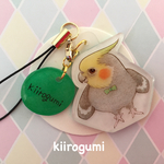 パステルオカメインコ春ストラップ（ノーマル×グリーン）