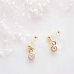 一粒ジルコニア♡　ゆれるピアス/樹脂ノンホールピアス（イヤリング） 