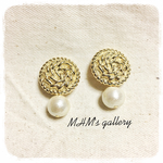 《SALE》＊アンティークボタンとパールのピアス＊