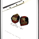 ビーズ刺繍アシンメトリーイヤリング.ピアス