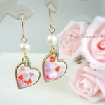 ゆらゆらアクアリウム風❤️ハートinハート❤️ハートいっぱいピアス／イヤリング