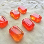 ヴィンテージチェコビーズ　オレンジゼリー６個