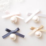 ribbon × cotton pearl  ...　ピアス/樹脂ノンホールピアス（イヤリング） 