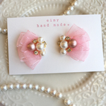 再販♡たっぷりオーガンジー上品ピアス(ピンク)♡送料込み