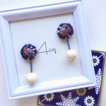 【受注制作】毛糸刺繍 ２wayピアスorイヤリング navy
