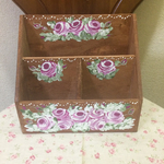 巻き薔薇のデスクラック.木製♡トールペイント